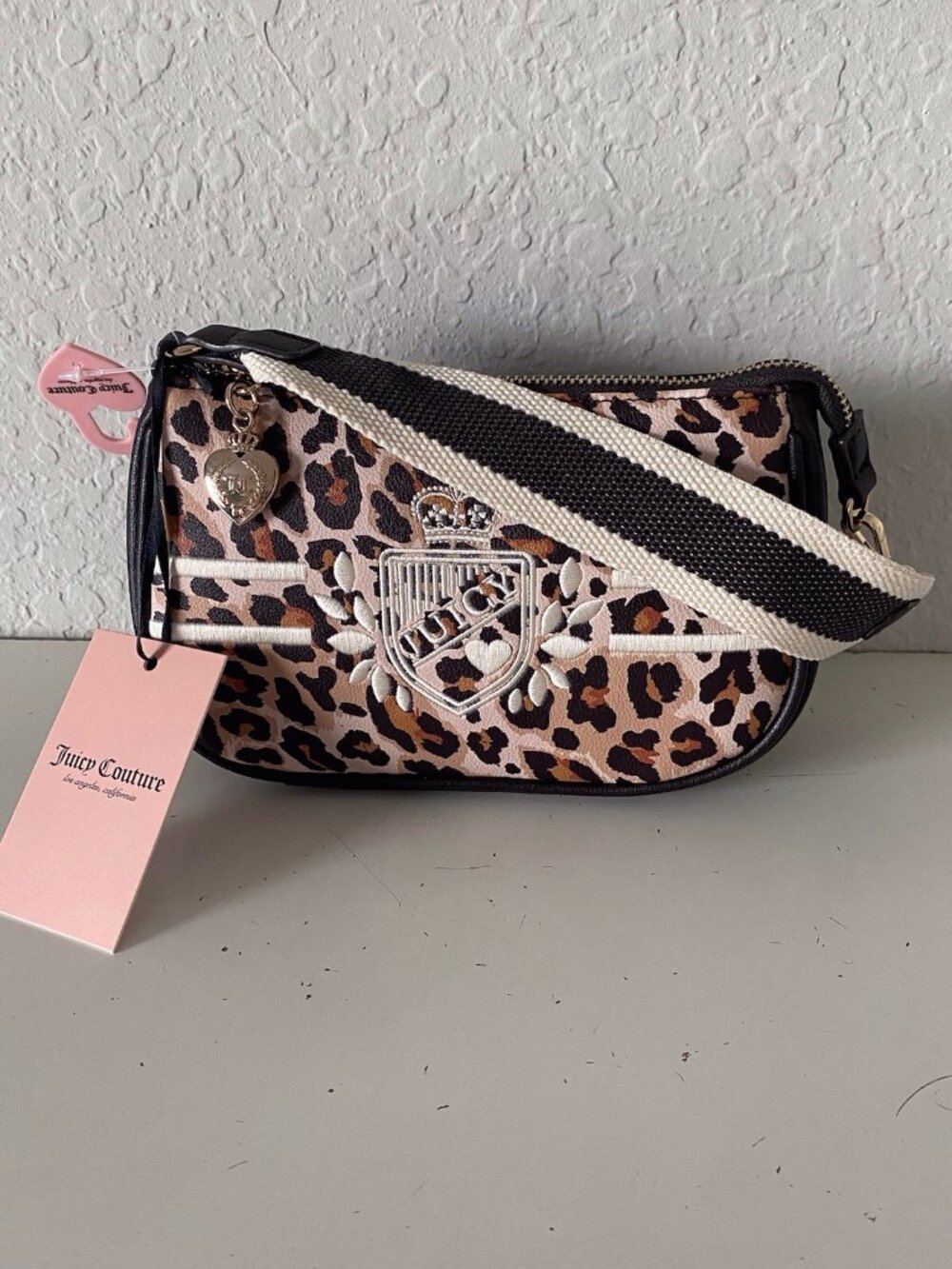 Juicy Couture Juicy Prep School Convertible Wristlet Leopard Cheetah Buff NEW - Picture 1 of 12